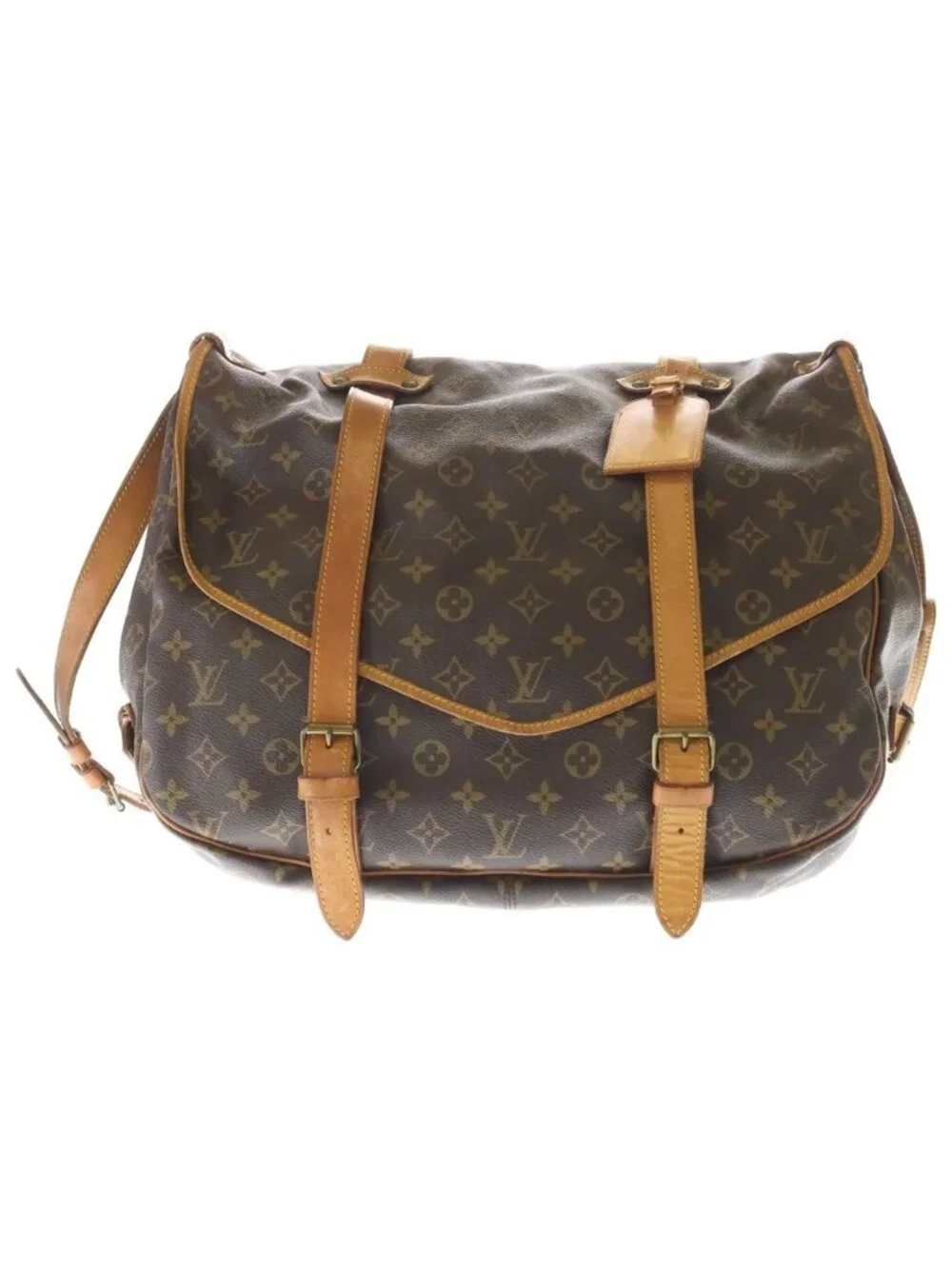 Louis Vuitton Monogram Saumur 43 Leather Shoulder Bag Brown